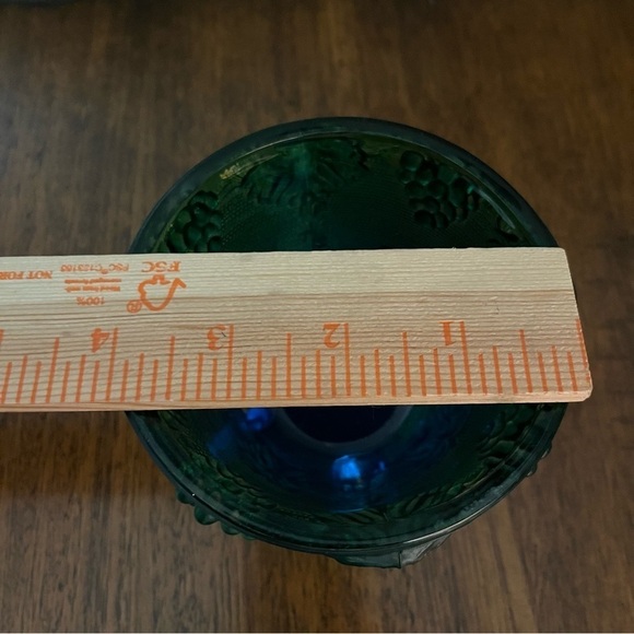 MCM Jeanette Blue Green Footed Covered Candy Bowl Grapes Motif - Picture 12 of 12